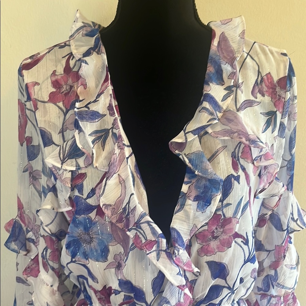 Misa Los Angeles Karina Ruffle-Trim Floral Chiffon Midi Dress - Picture 3 of 9